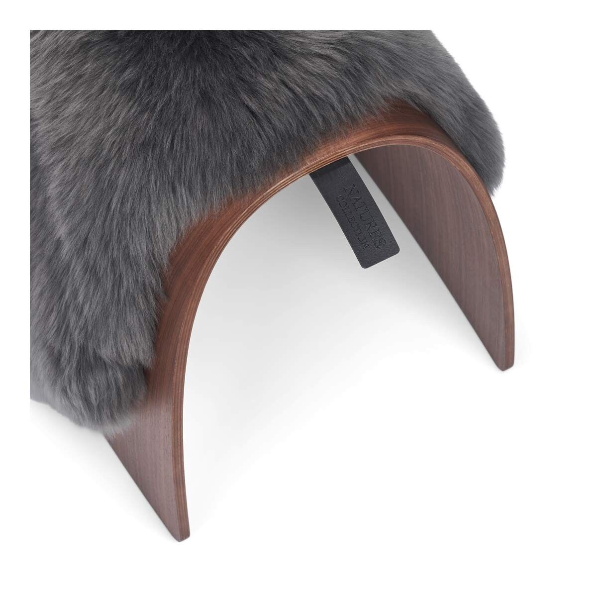 Dessus de tabouret en peau de mouton | Laine longue Acier