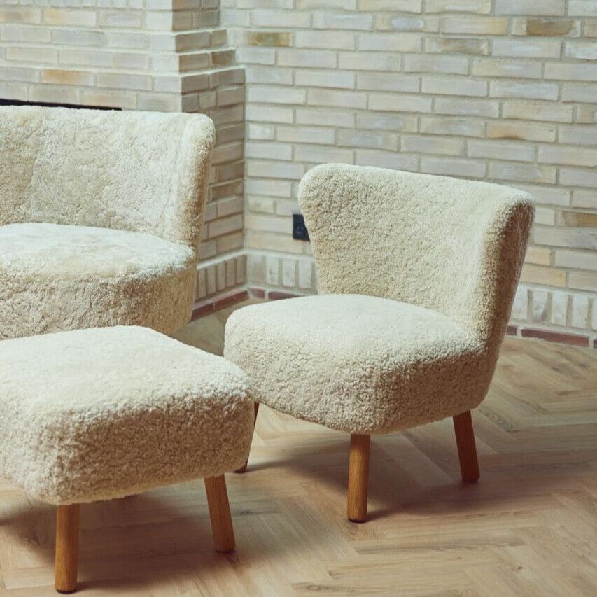 Fauteuil lounge Emily | Laine courte Anthracite