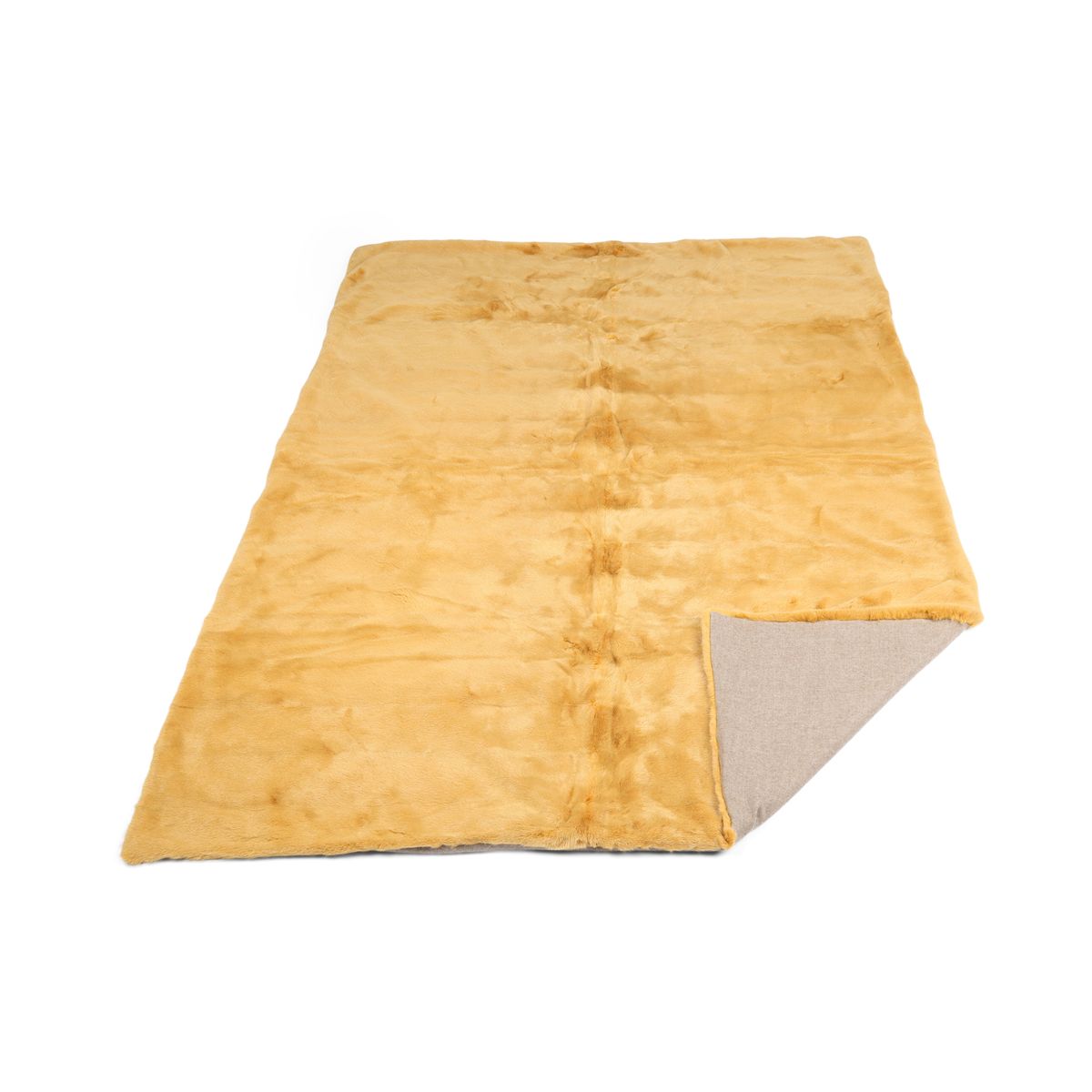 Jeté en vison avec revers en cachemire | Moutarde | 140 × 200 cm