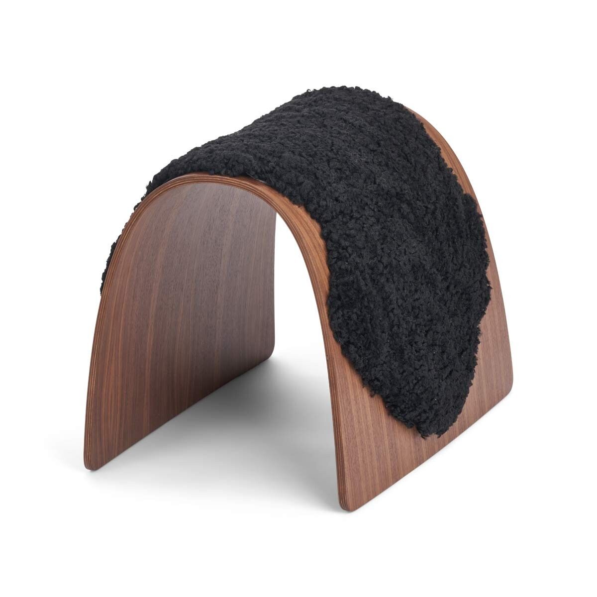 Dessus de tabouret en peau de mouton | Laine courte Noir