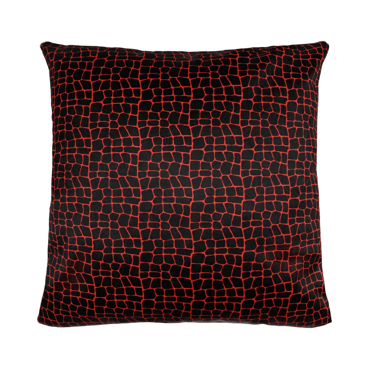 Coussin premium en peau de vache | Double face Red/Black Crocodile Print