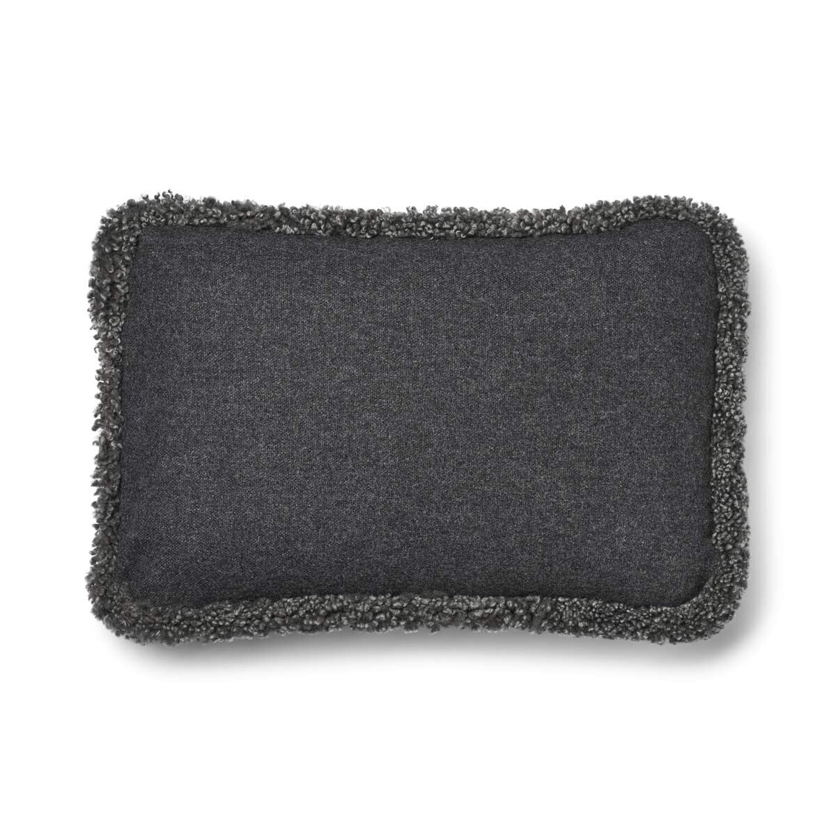 Coussin en laine courte de mouton Roche/Graphite