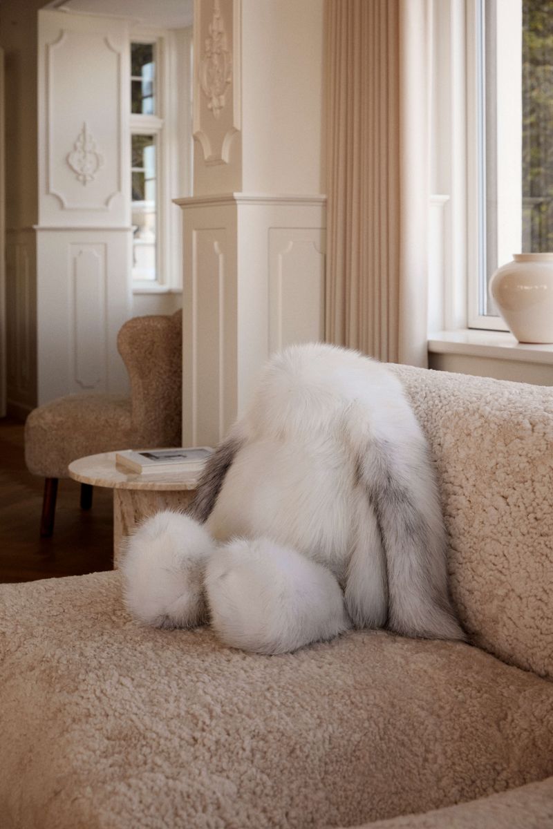 Lapin en peluche | Fourrure de renard Renard doré/Beige