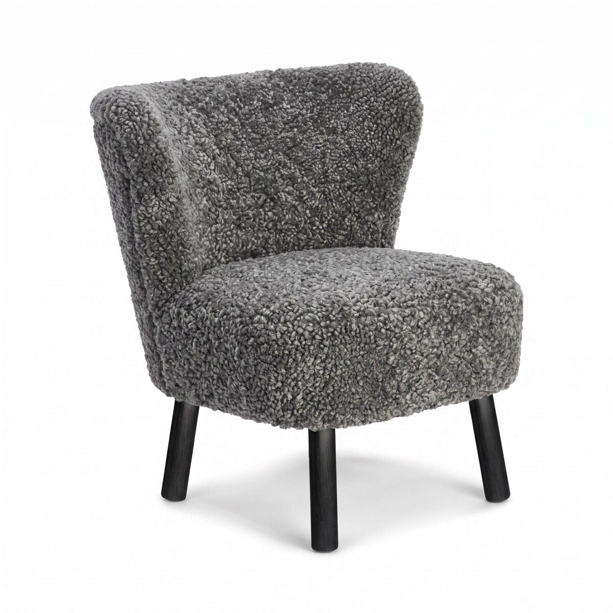 Fauteuil lounge Emily | Laine courte Graphite