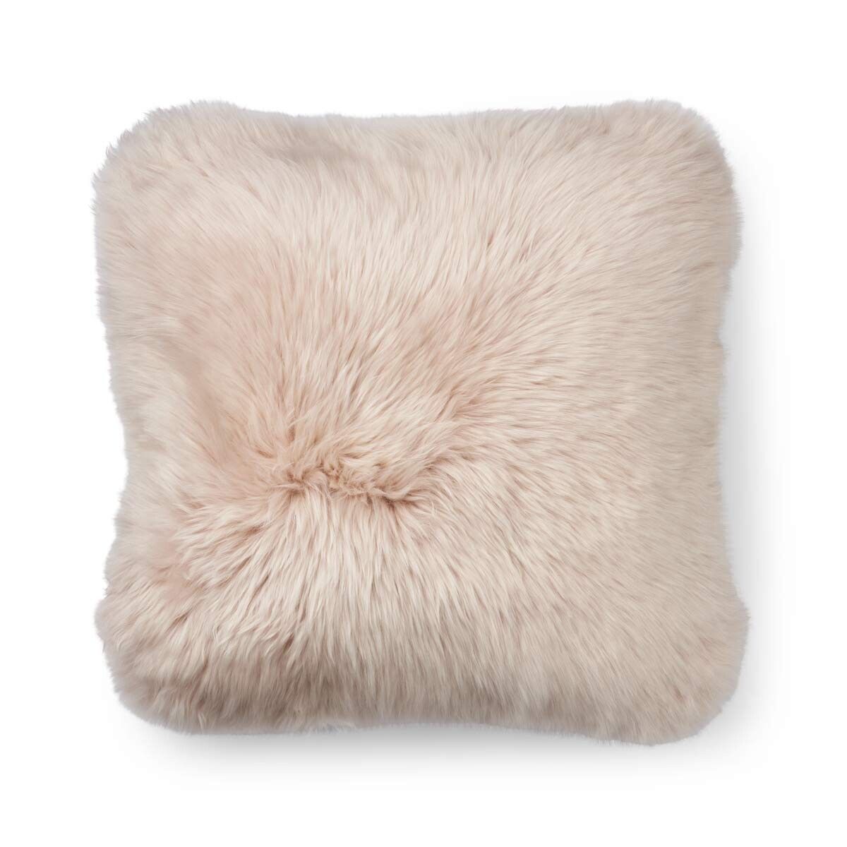 Coussin en peau de mouton longue laine Gris fumée