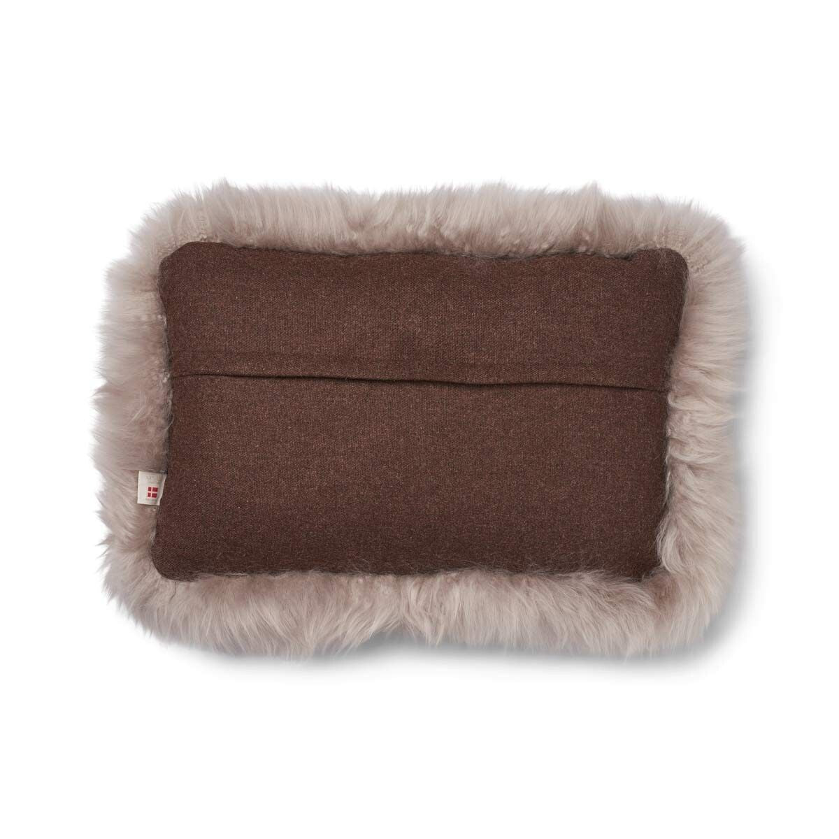 Coussin en peau de mouton longue laine Marron/Colombe