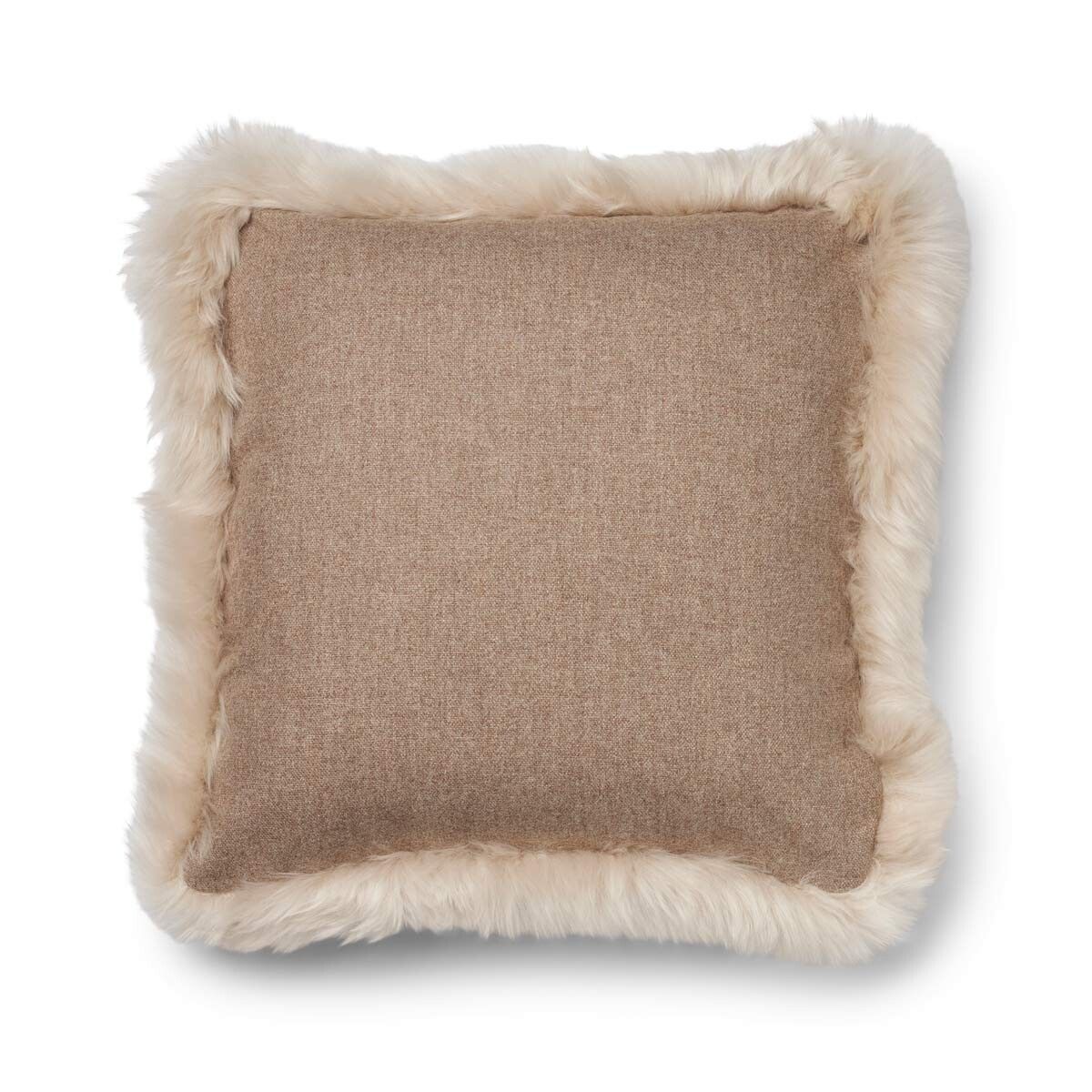 Coussin en peau de mouton longue laine Beige/Linen