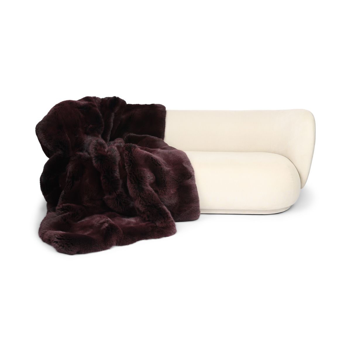 Plaid Premium en Fourrure de Renard | Doublure Cachemire | Violet | 200x170 cm