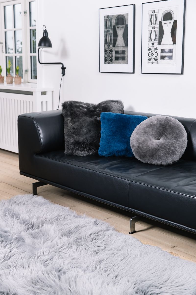 Long Wool Sheepskin Design Rug | 120x180 cm Light Grey