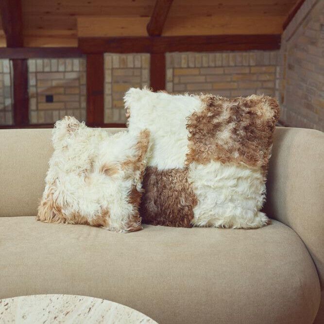 Coussin Tigrado Lamb Noir/Mélange de Blanc