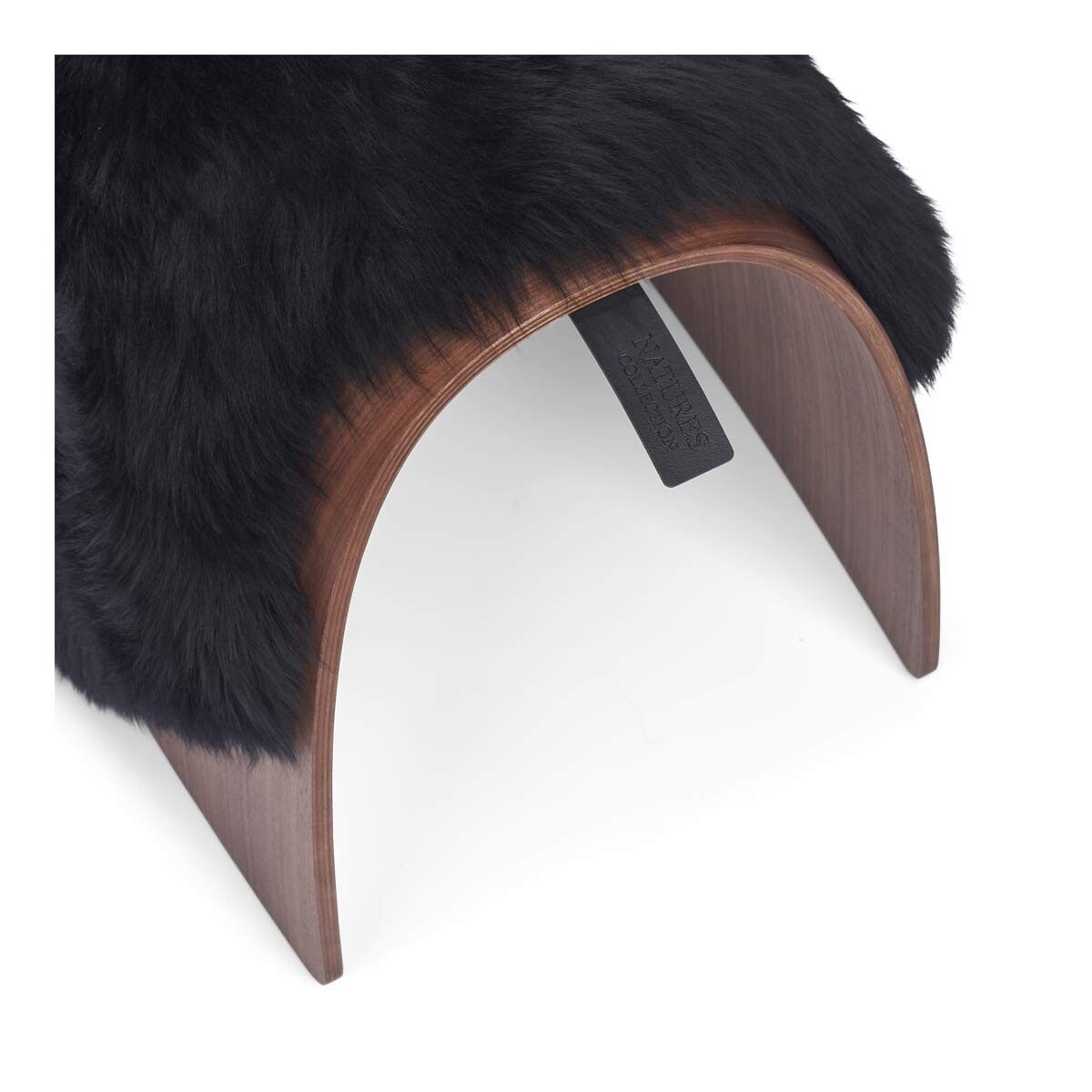Dessus de tabouret en peau de mouton | Laine longue Noir