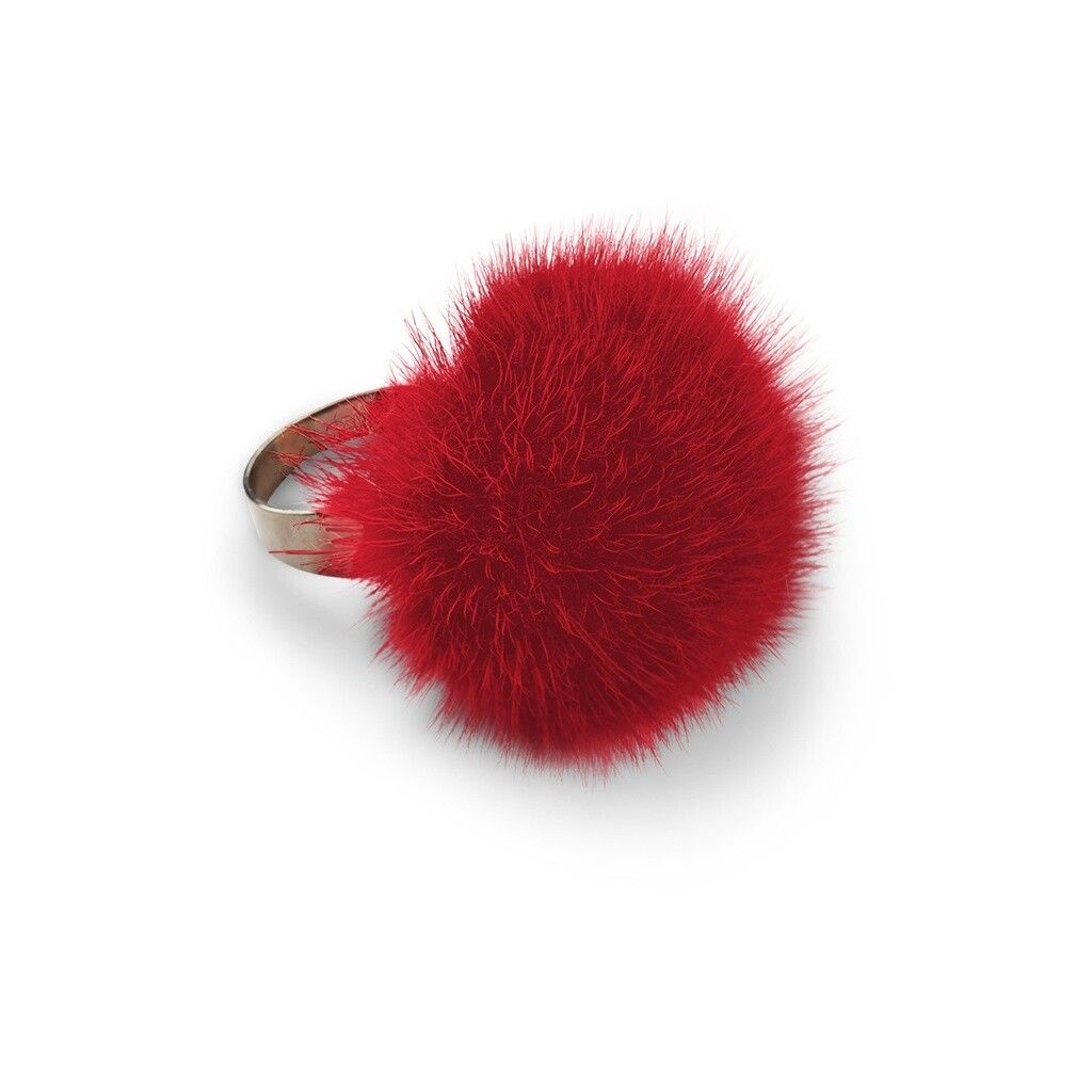 Bague Pompon Orange Rouge