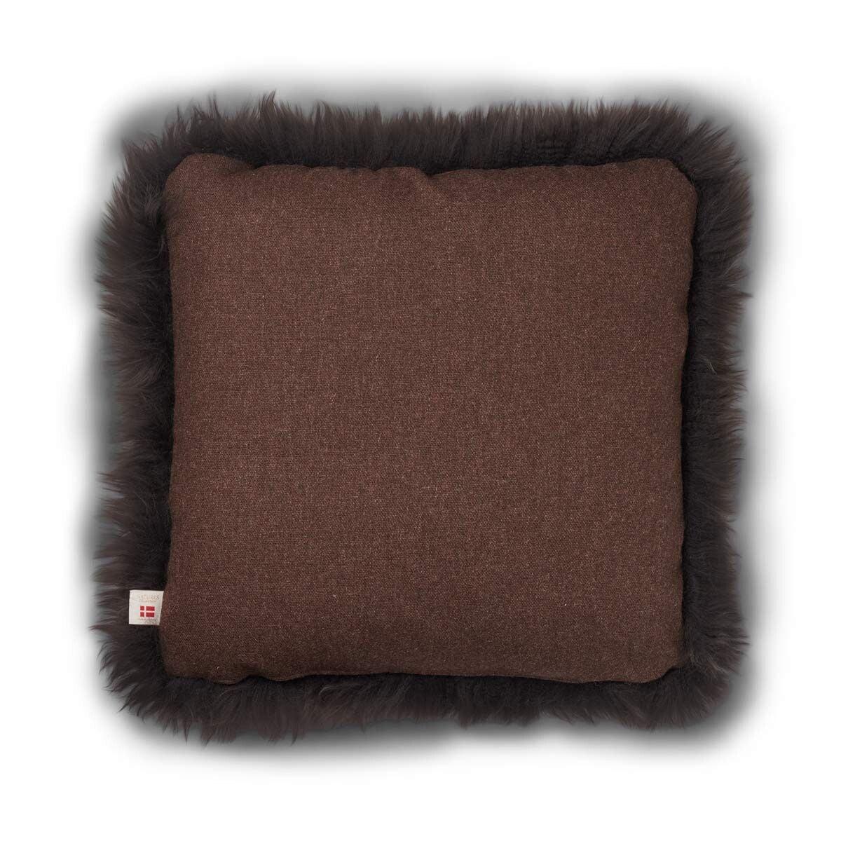 Coussin en peau de mouton longue laine Marron/Noyer