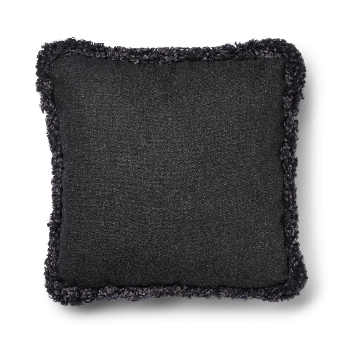 Coussin en laine courte de mouton Anthracite/Anthracite
