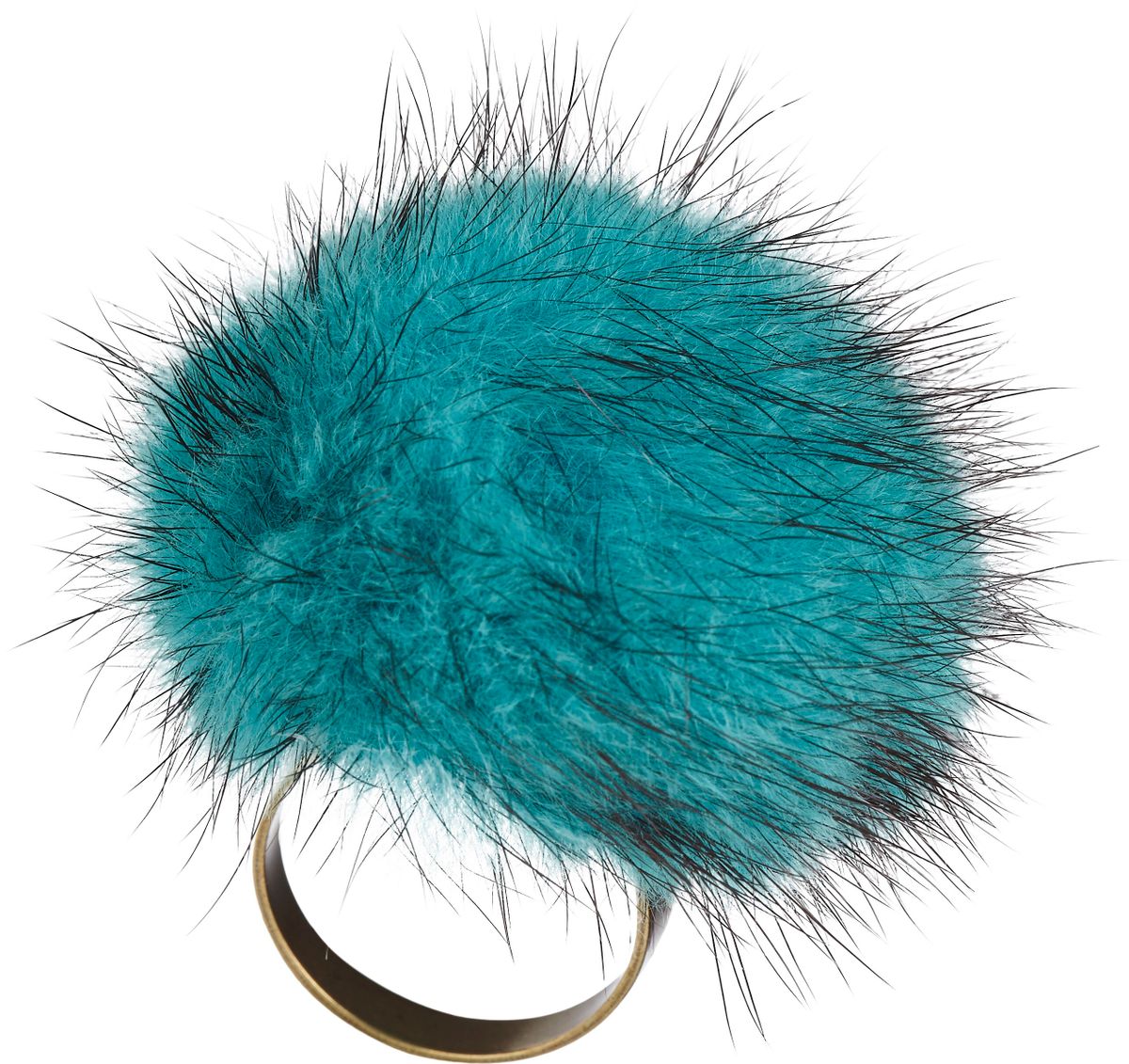 Grande Bague Pompon Aqua