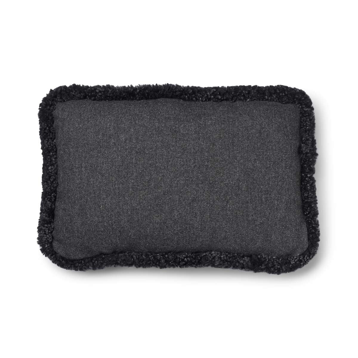 Coussin en laine courte de mouton Anthracite/Anthracite