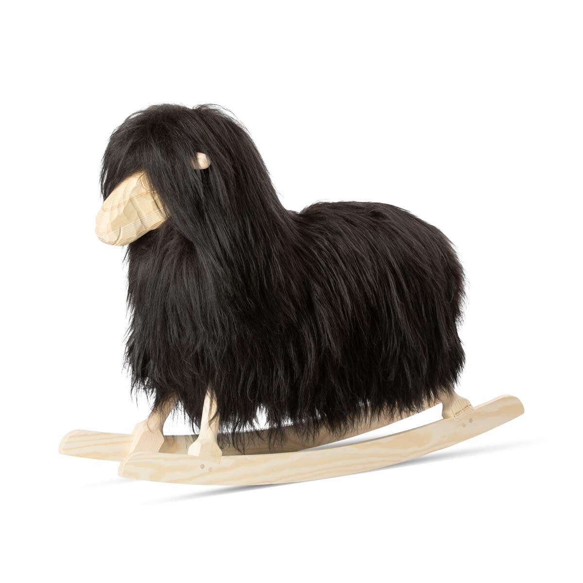 Mouton à bascule en peau de mouton à laine longue Noirâtre