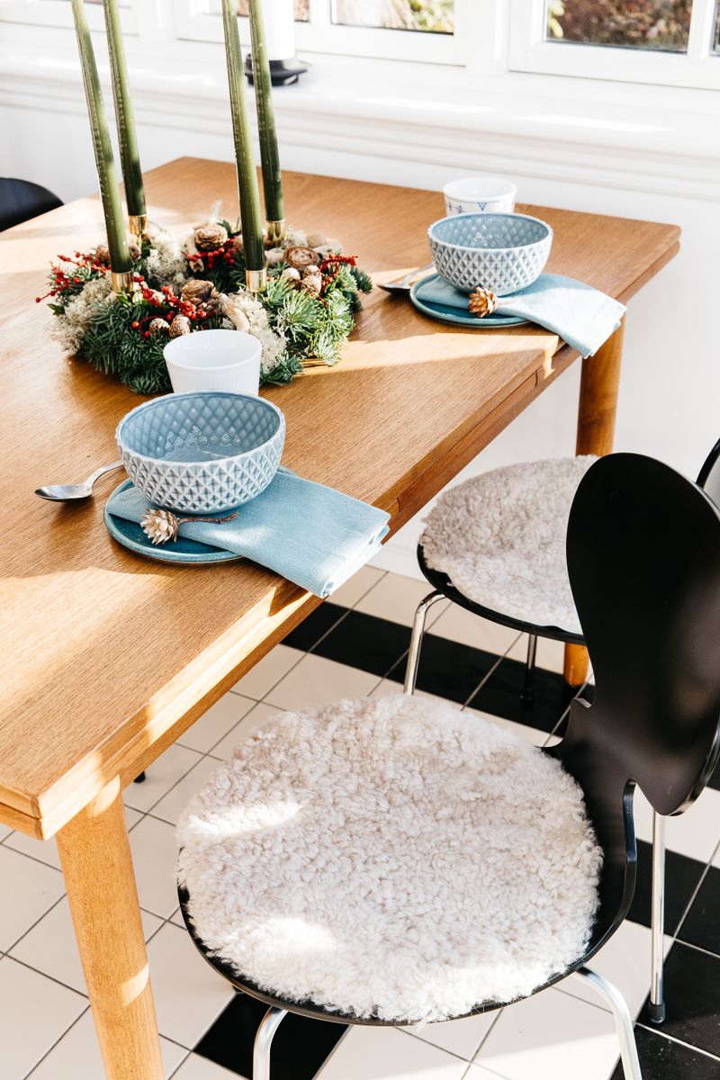 Dessus de siège | Laine longue | Ø34 cm Graphite