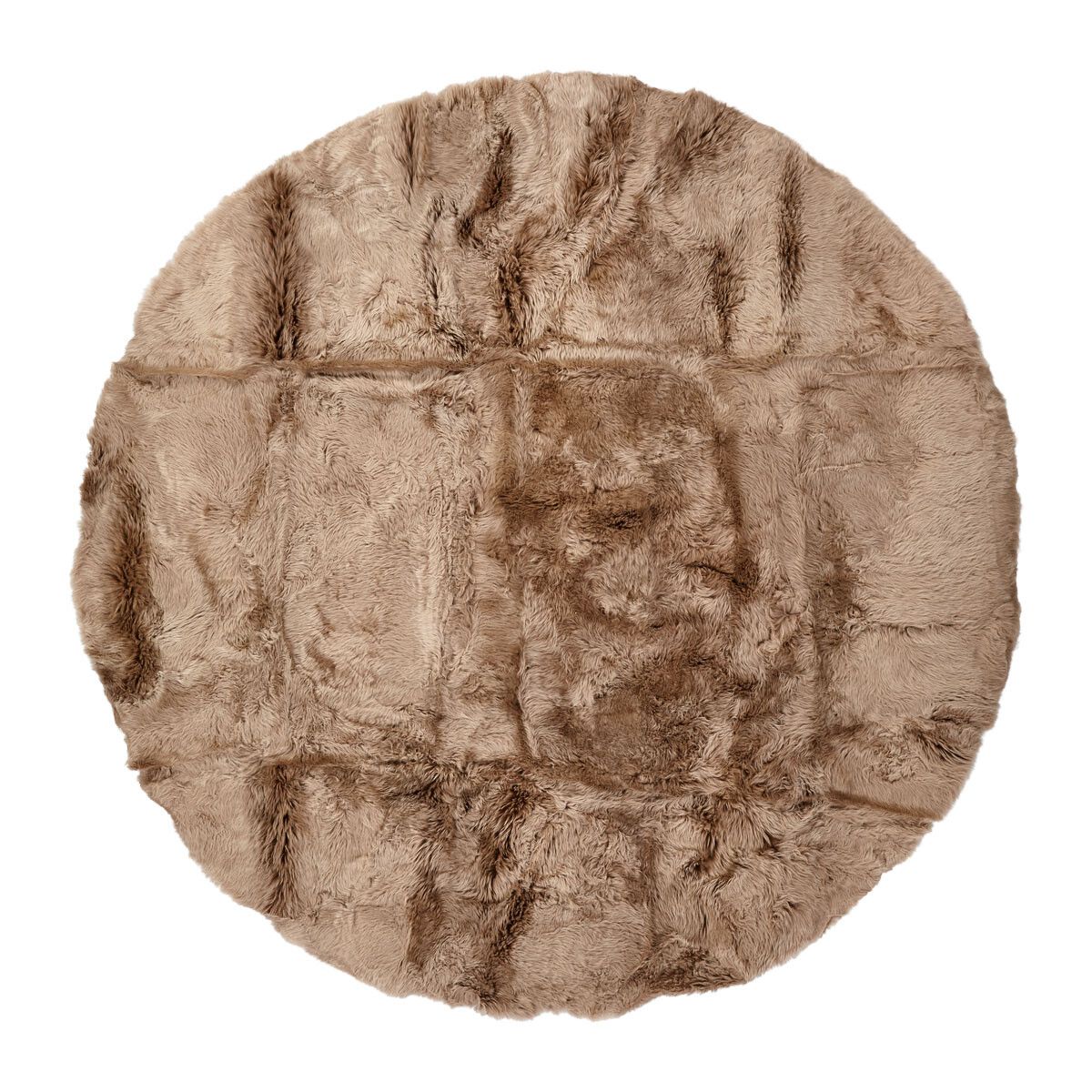 Tapis design en laine et peau de mouton ø140 cm Taupe