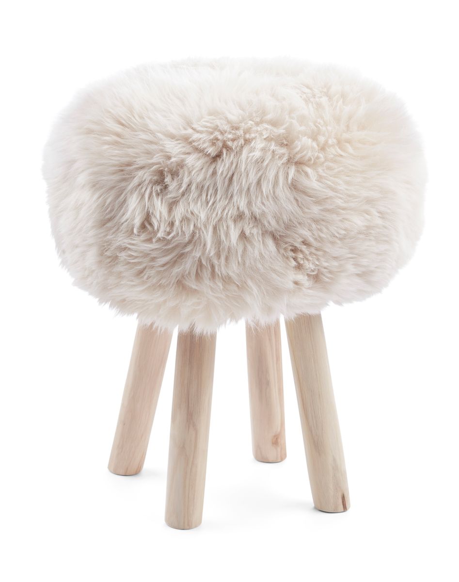 Dessus de tabouret en laine longue | Ø35 × H17 cm Linge