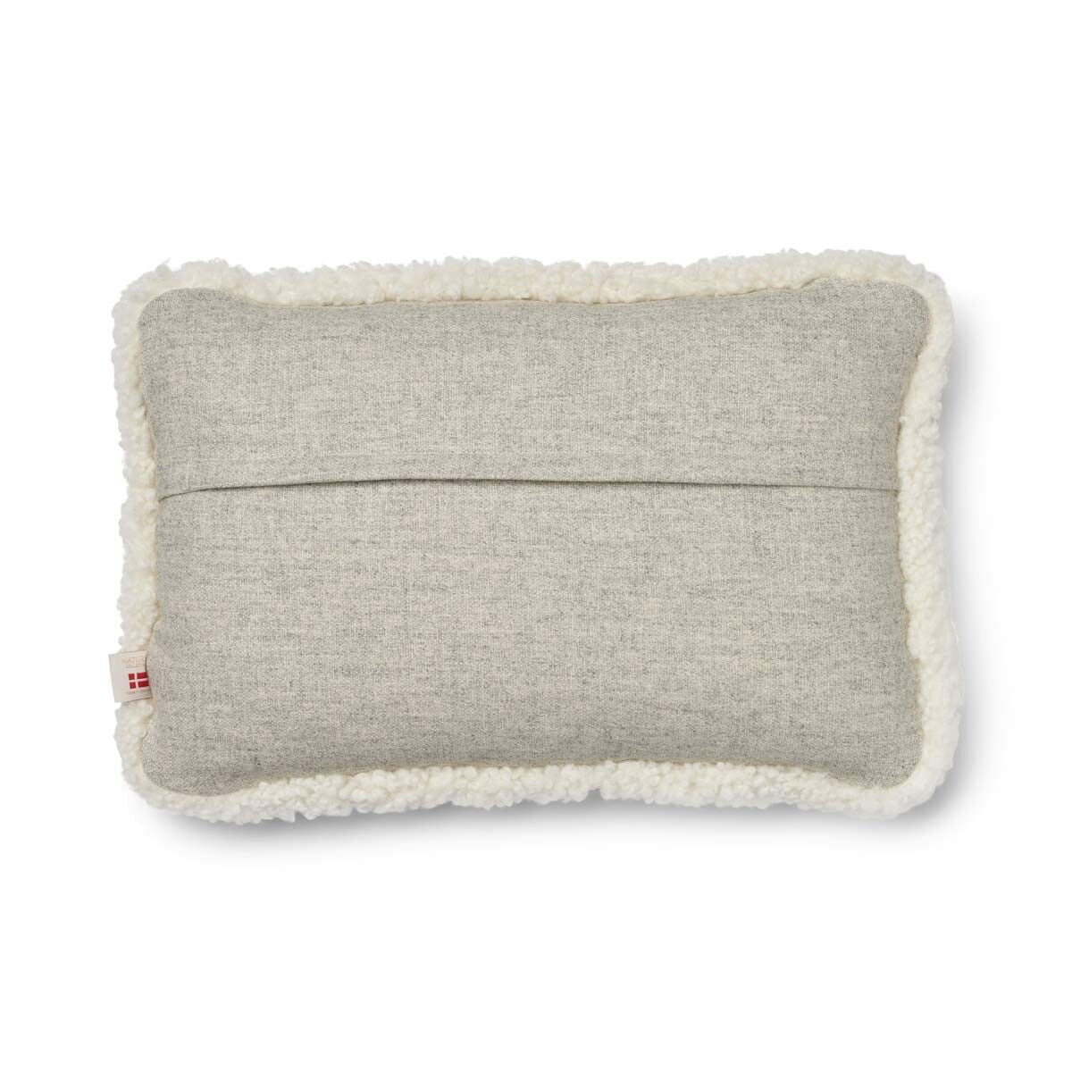 Coussin en laine courte de mouton Argent/Ivoire
