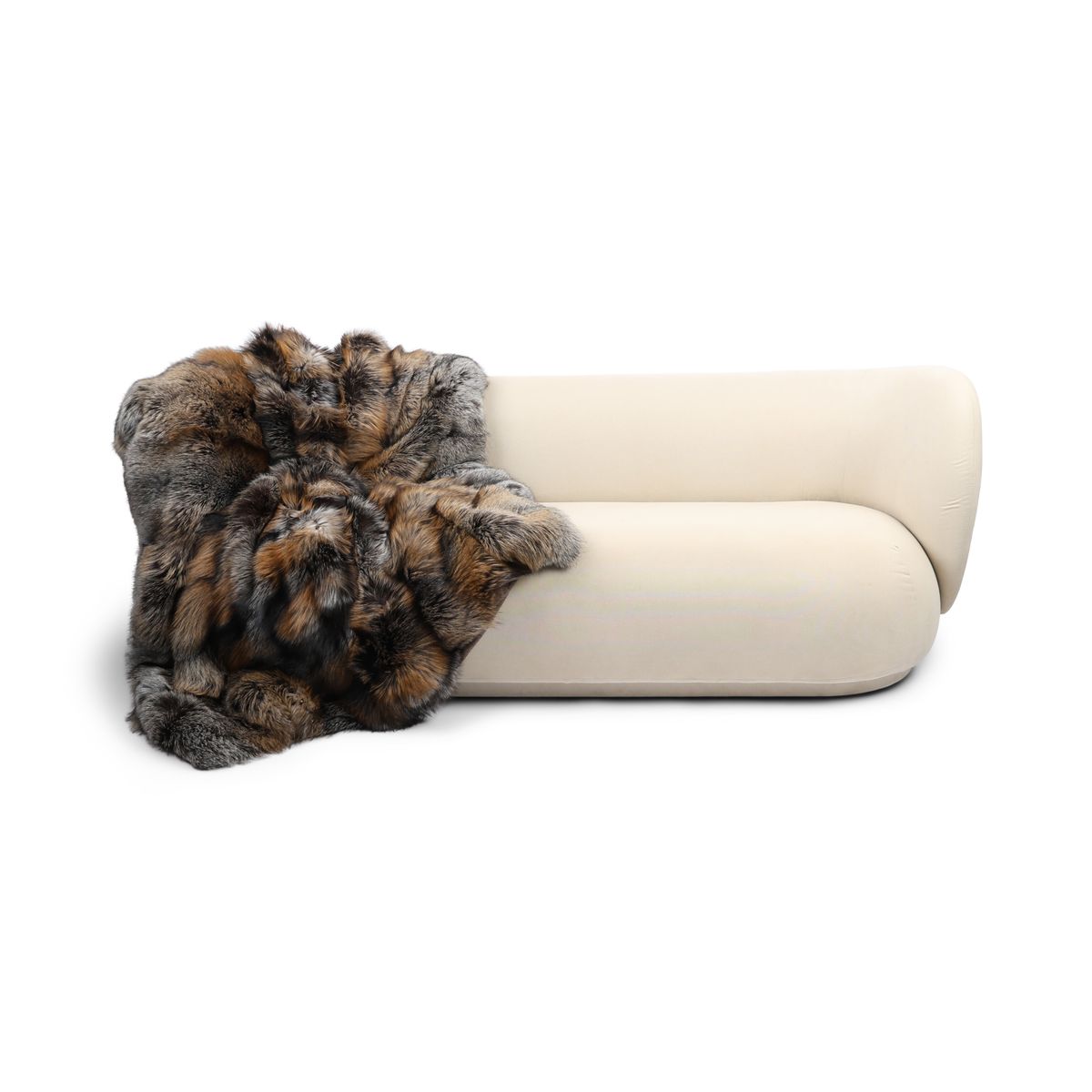 Plaid Premium en Fourrure de Renard | Doublure Cachemire | Croix Dorée | 150x160 cm