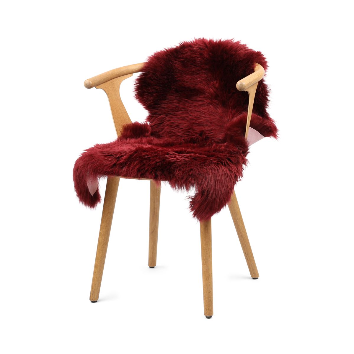 Peau de mouton de Nouvelle-Zélande à laine longue 90 cm Bordeaux