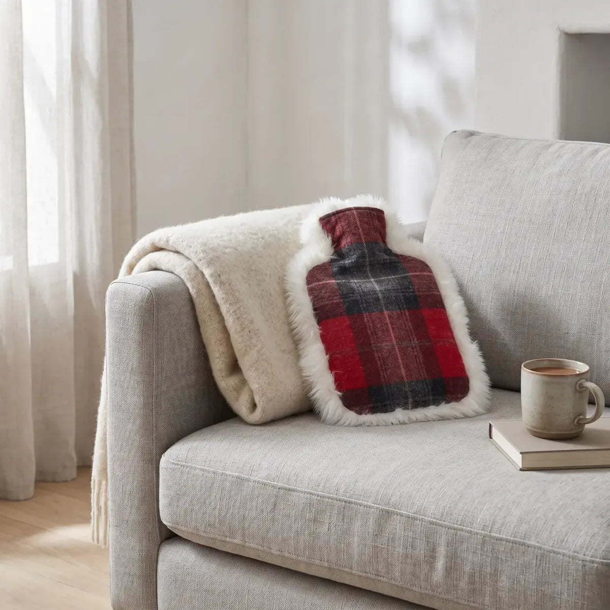 Bouillotte | Peau de mouton et laine | 37x27 cm Lindsay Tartan/Ivory