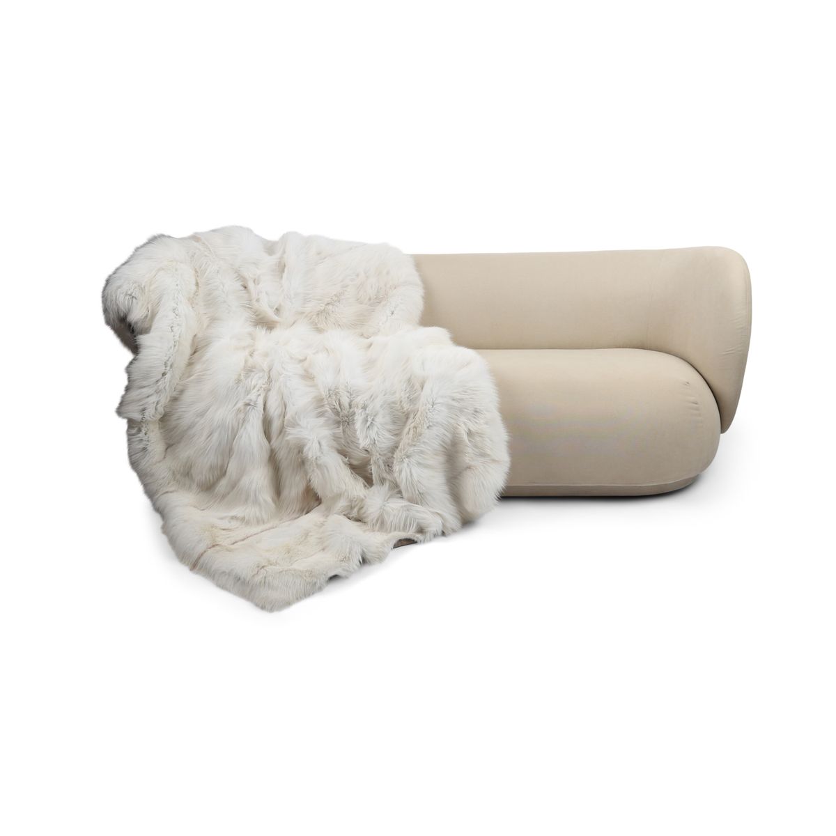 Plaid Premium en Fourrure de Renard | Doublure Cachemire | Sun Glow (Clair) | 150x220 cm