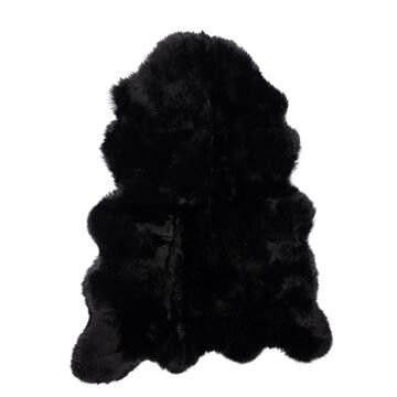Tapis géant en peau de mouton | Laine longue | Nouvelle-Zélande 104 × 150 cm Noir