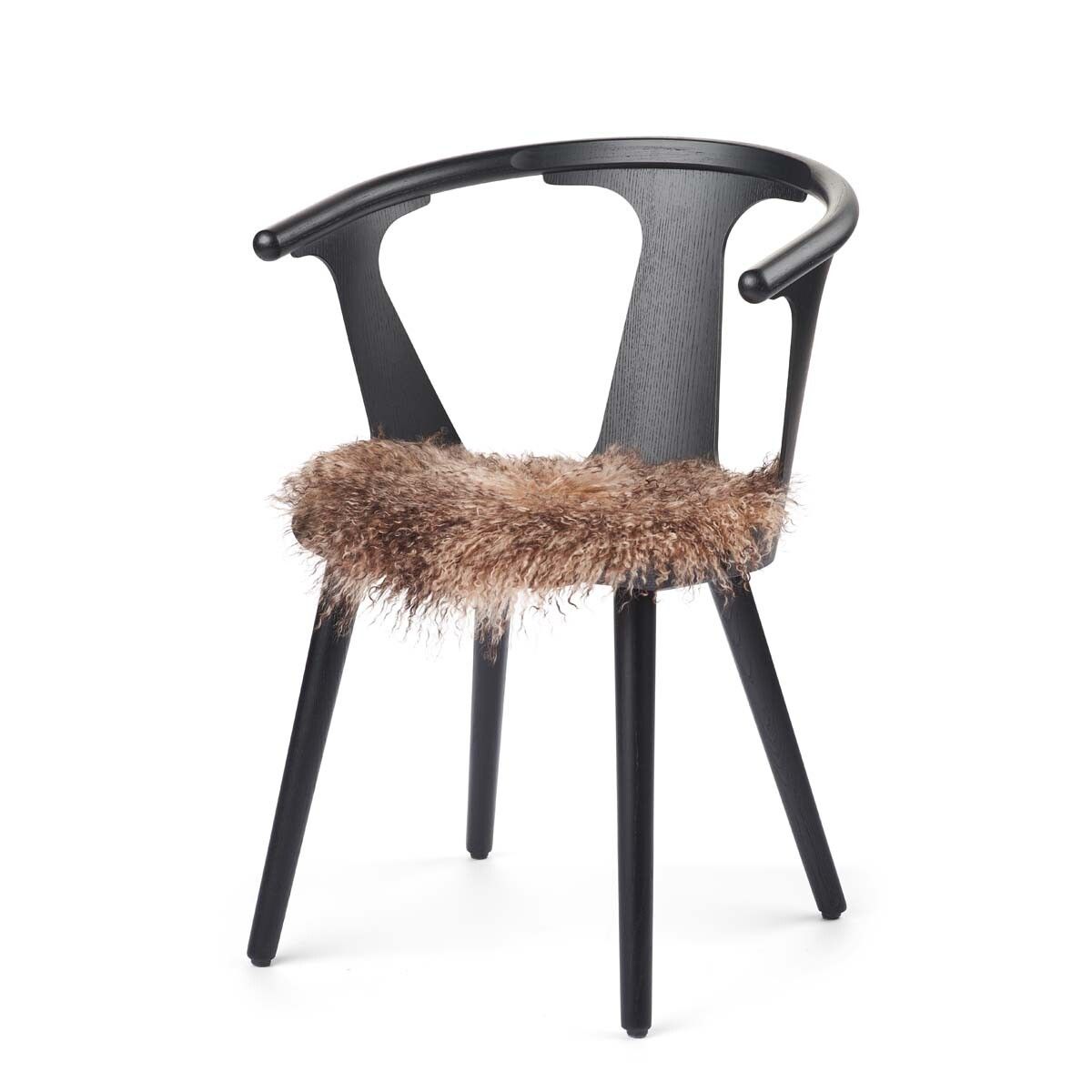 Dessus de siège en peau de mouton tibétaine | Ø38 cm Coucher de soleil