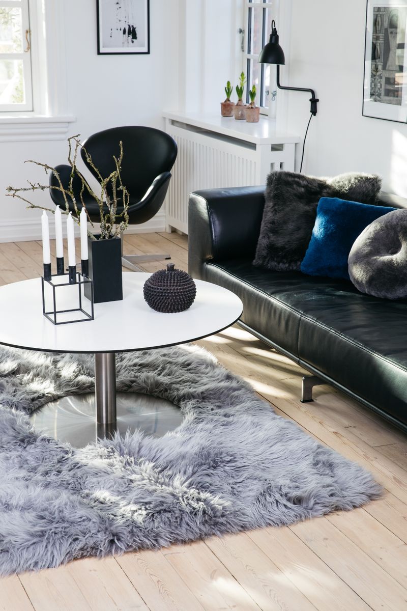 Long Wool Sheepskin Design Rug | 120x180 cm Light Grey