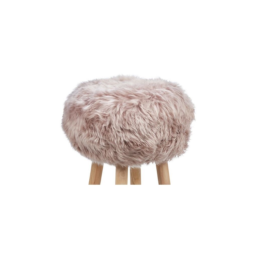 Dessus de tabouret en laine longue | Ø35 × H17 cm Colombe