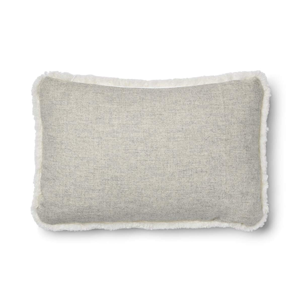 Coussin en laine courte de mouton Argent/Ivoire