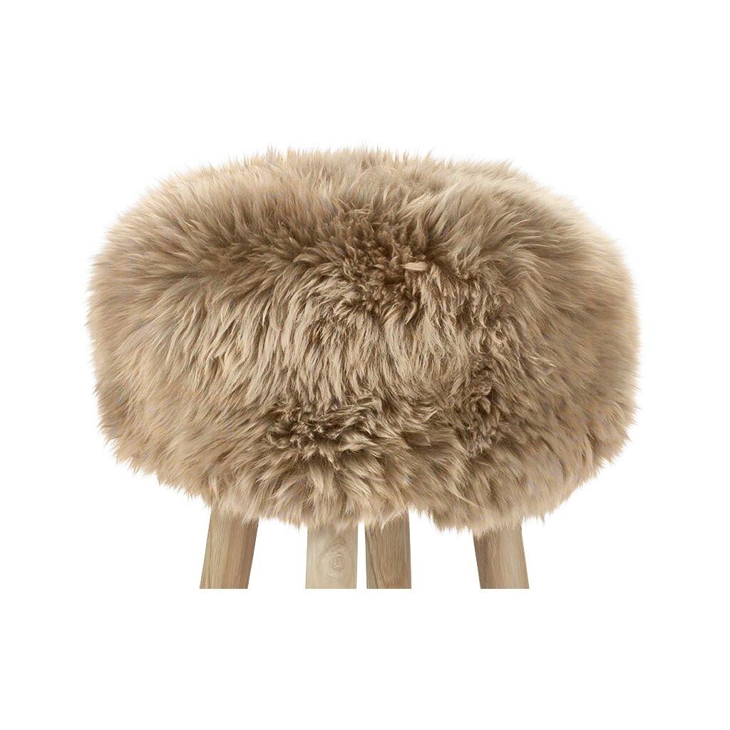 Dessus de tabouret en laine longue | Ø35 × H17 cm Taupe