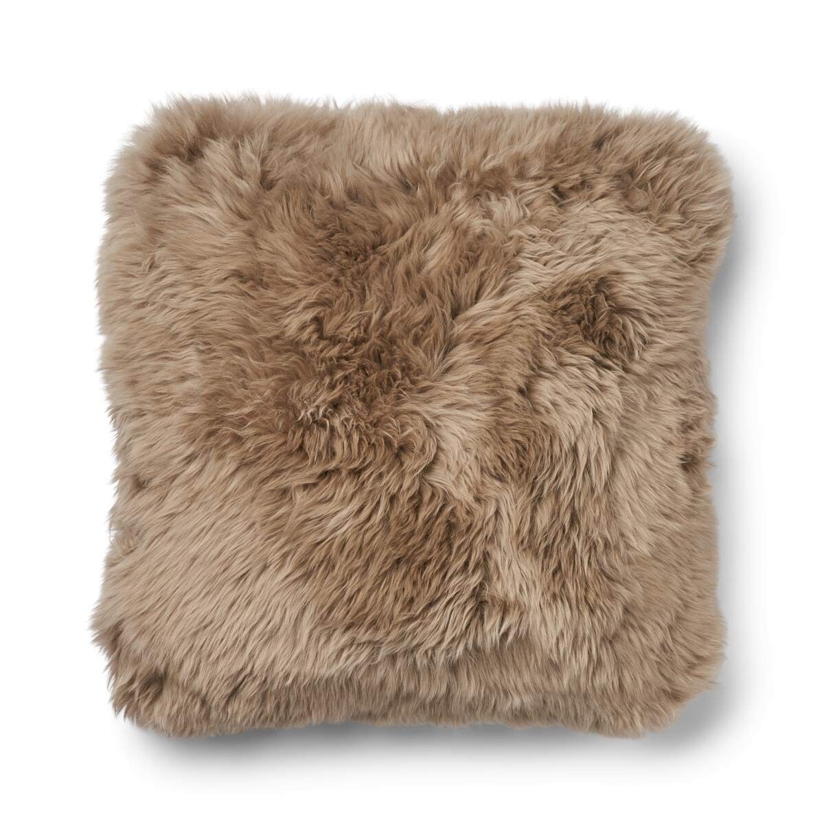 Coussin en peau de mouton longue laine Beige/Taupe