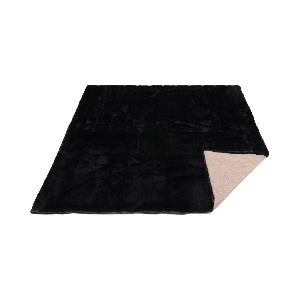 Jeté en vison avec revers en cachemire | Noir | 188 × 182 cm