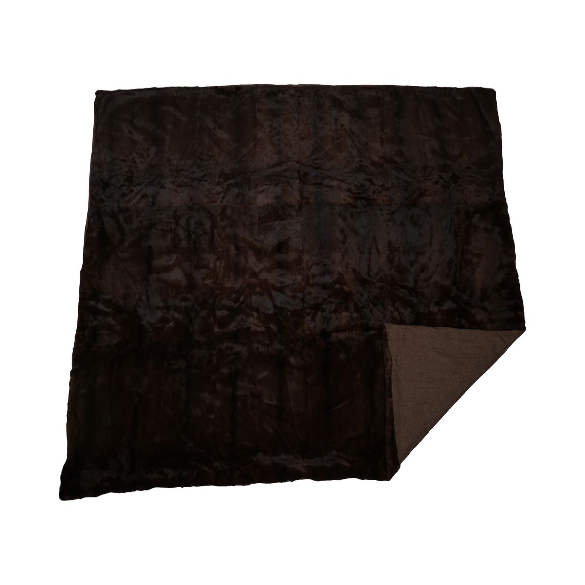 Plaid en Vison | Doublure en Cachemire | Brun Foncé Naturel | 155x190 cm