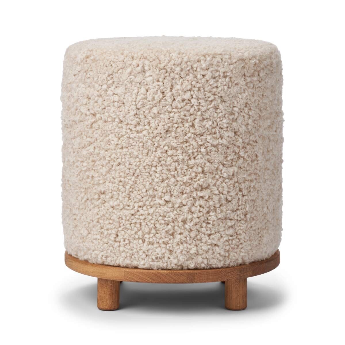 Tabouret Simon en Laine courte Perle