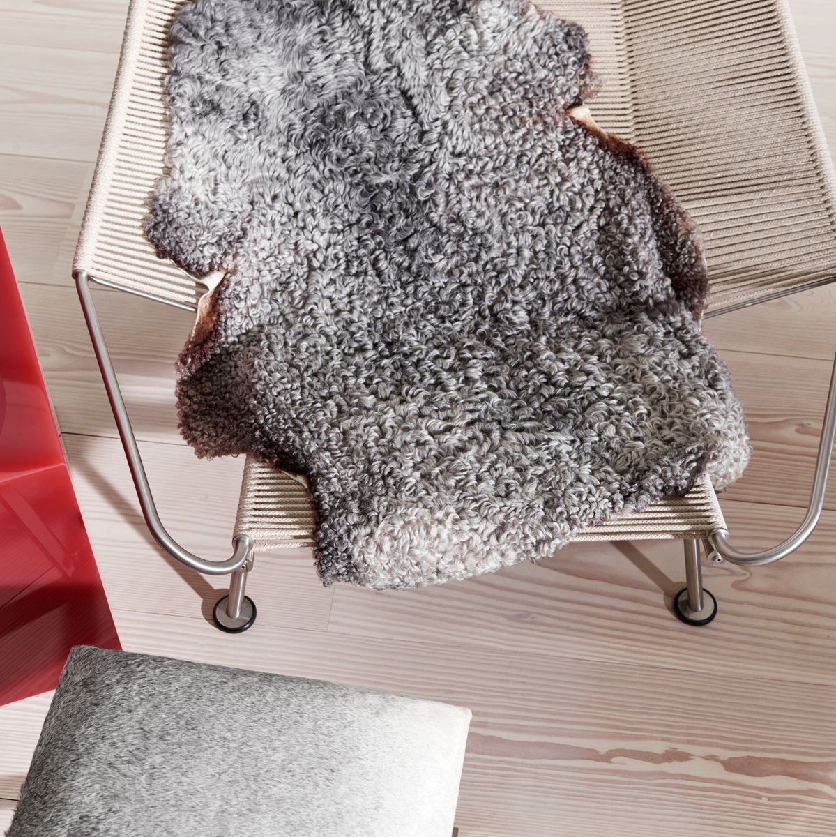 Peau de mouton gotlandaise | Laine bouclée courte 90–100 cm Gris Naturel
