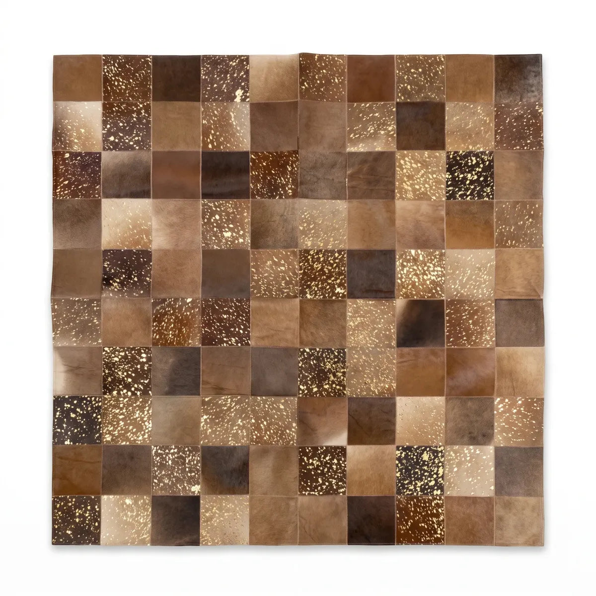 Tapis Design en Peau de Vache Noire | Brésil | 200x200 cm