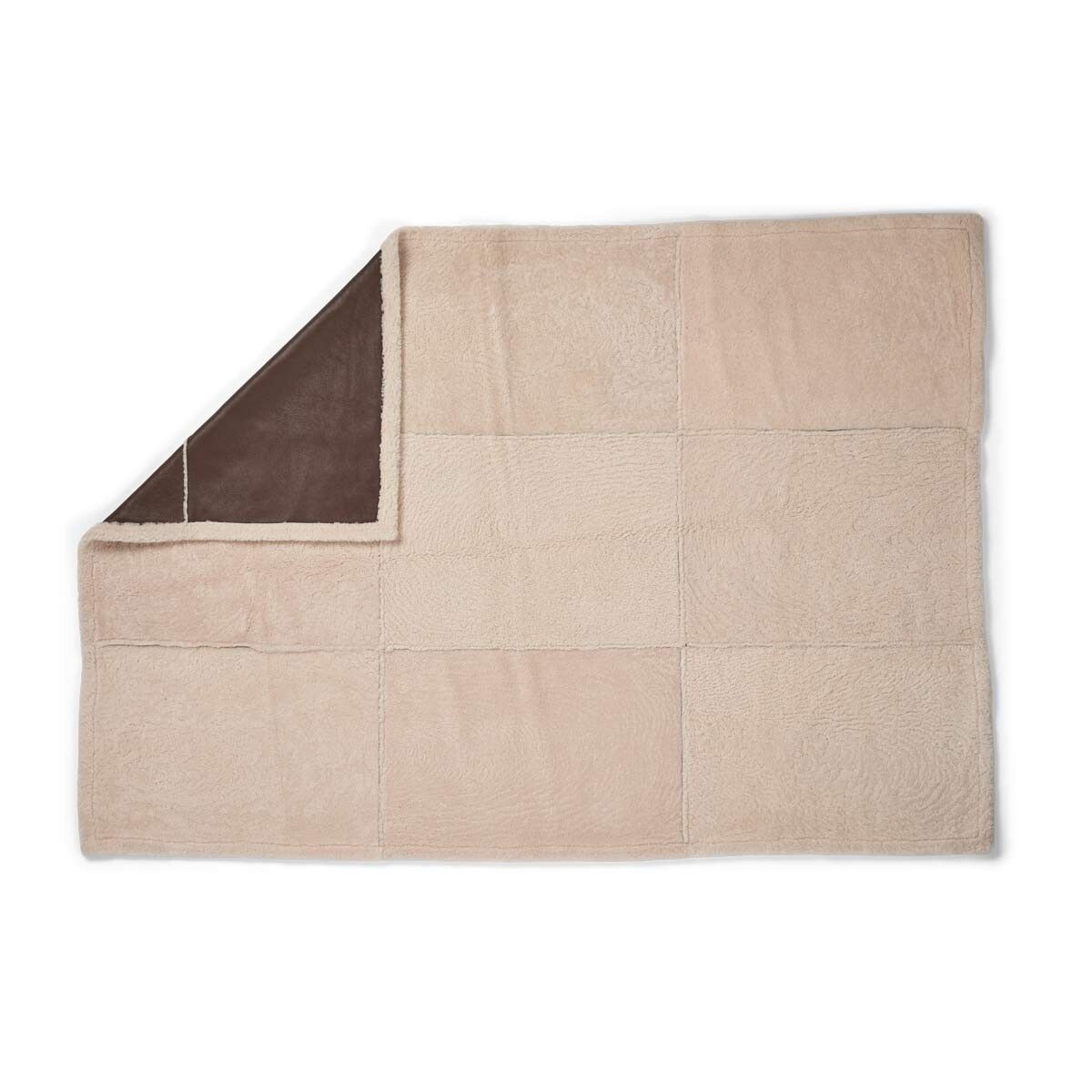 Jeté Addison | Peau de mouton double face | Laine courte Choco/Beige