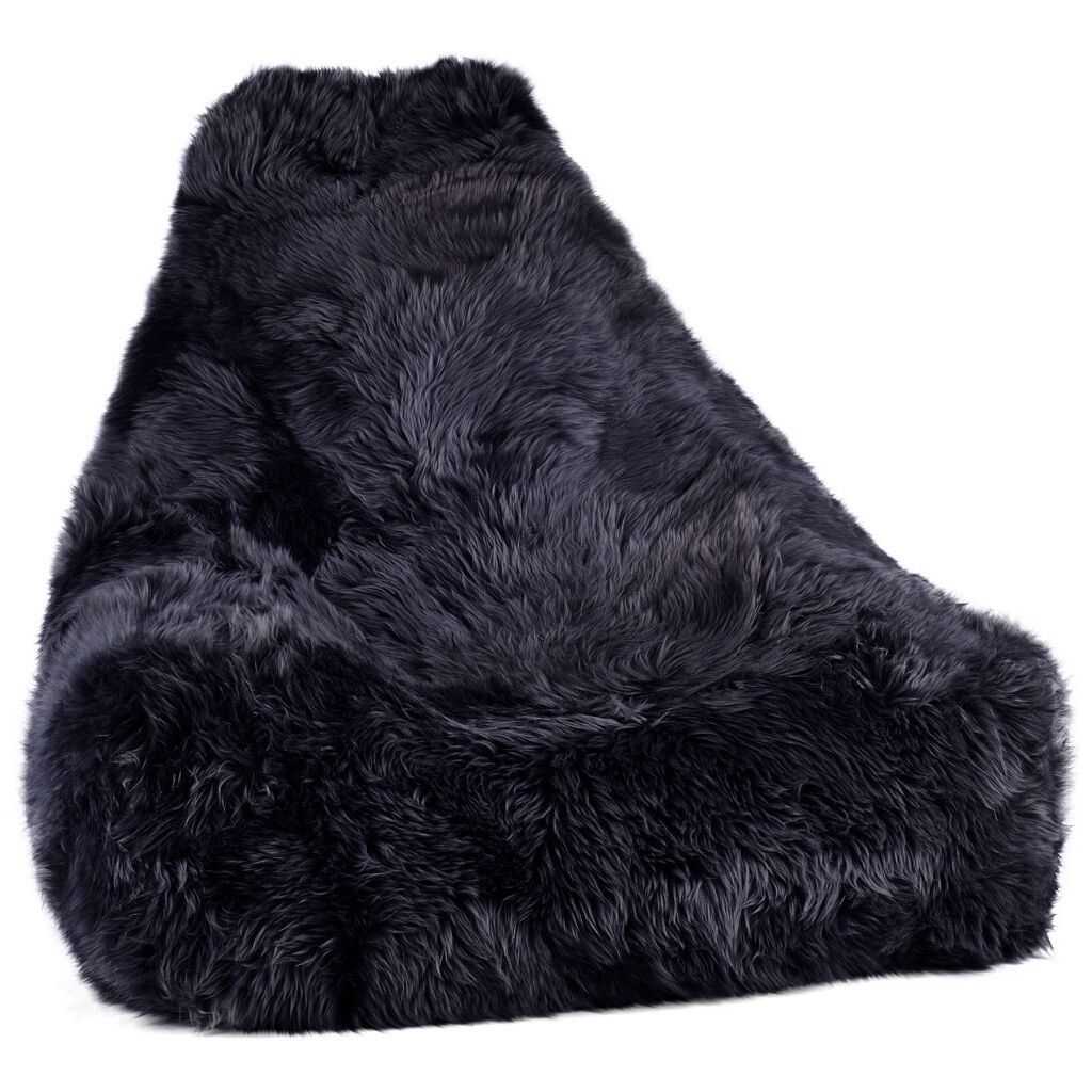 Fauteuil pouf en peau de mouton | Laine longue Marine