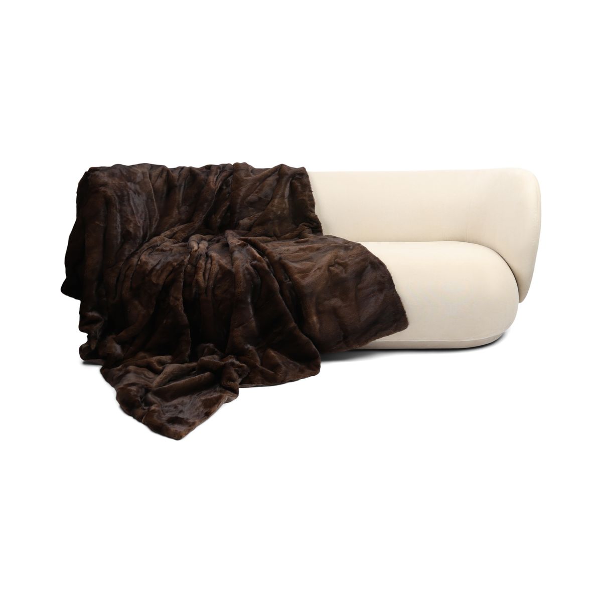 Plaid en Vison | Doublure en Cachemire | Brun Foncé Naturel | 155x190 cm