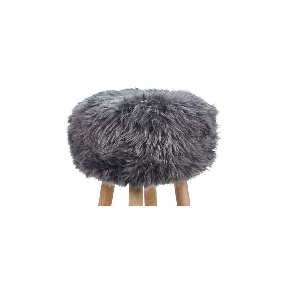 Dessus de tabouret en laine longue | Ø35 × H17 cm Acier