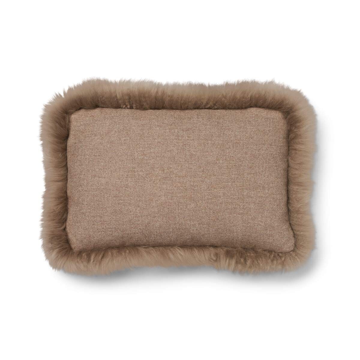 Coussin en peau de mouton longue laine Beige/Taupe