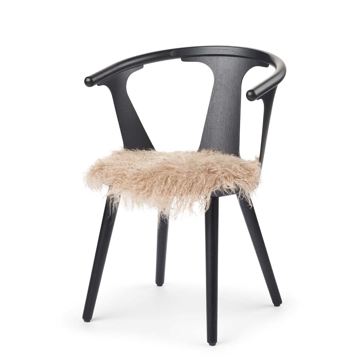 Dessus de siège en peau de mouton tibétaine | Ø38 cm Sable chaud