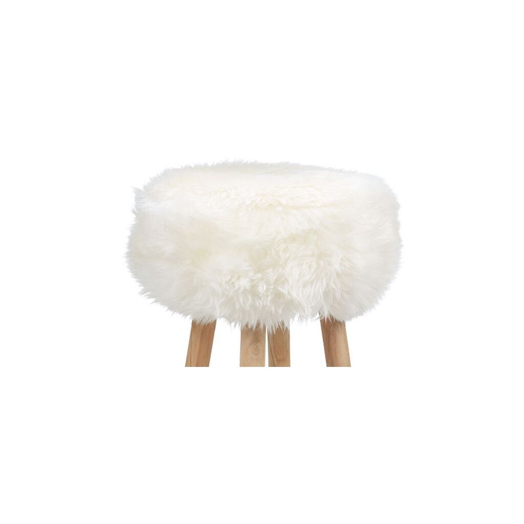 Dessus de tabouret en laine longue | Ø35 × H17 cm Ivoire