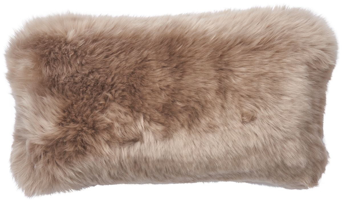 Coussin en peau de mouton longue laine Taupe