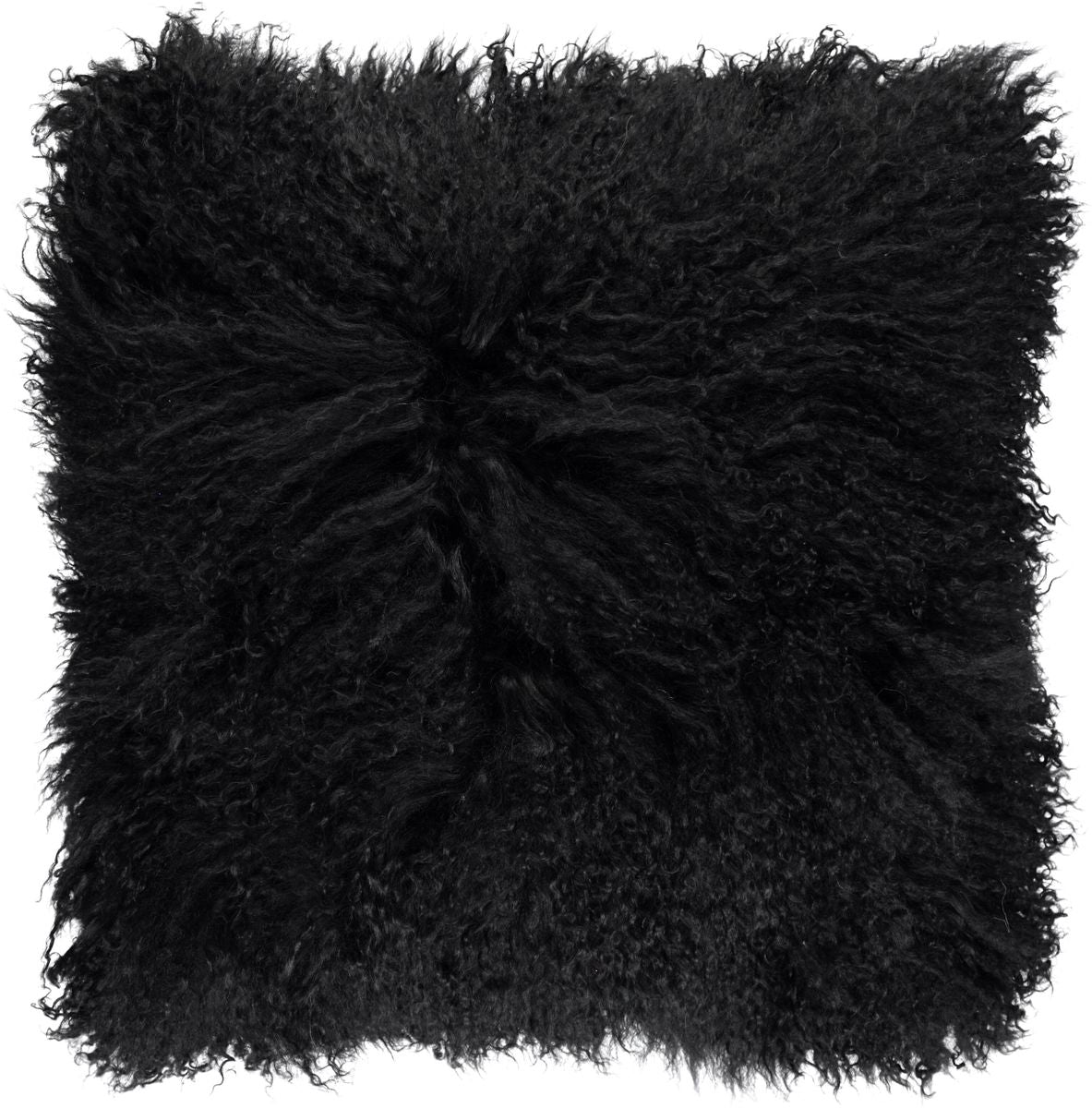 Coussin en peau de mouton bouclée Noir